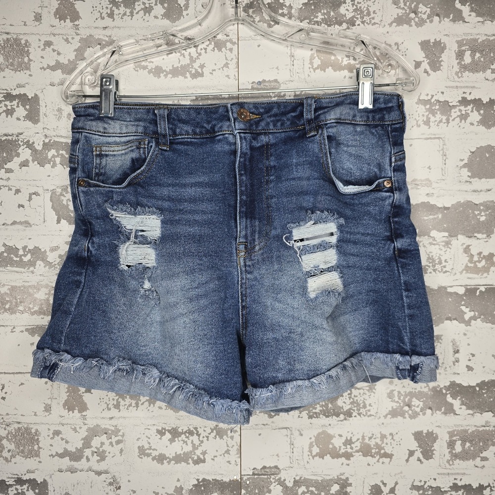 Ariya Jean‎ Shorts Womens 30 Medium Blue Wash Stretch Denim Distressed